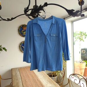 Blue Collared Henley